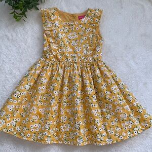 Zunie Girl Yellow Floral Ruffle Dress 4/5 EUC